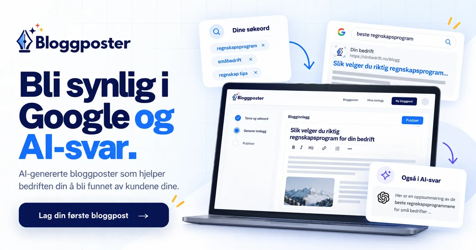 Bloggposter.no: Bli synlig i Google og AI-svar med artikler publisert på nettsiden din